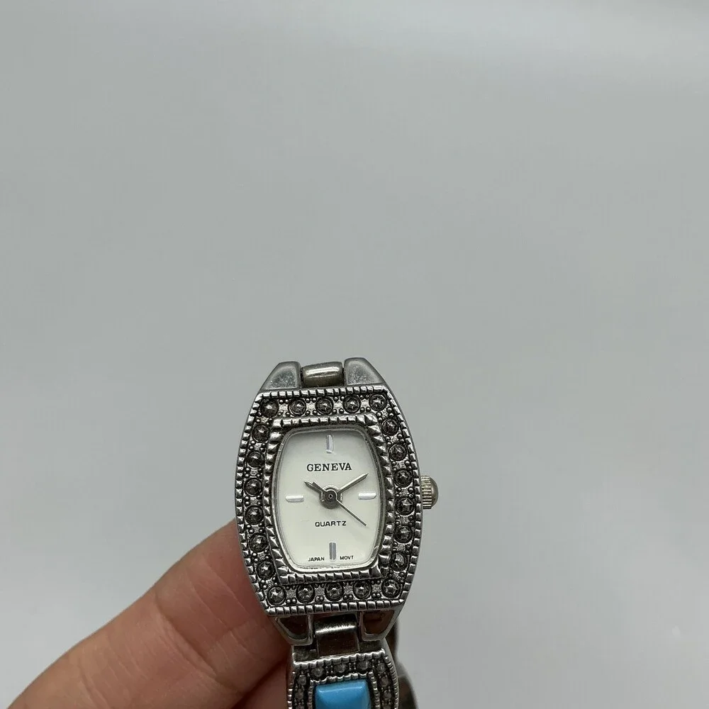 Geneva Southwest Womens Watch 19mm Marcasite Faux Stone New Battery 6.25